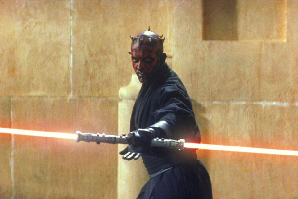 Ray Park As Darth Maul Film: Star Wars: Episode I - The Phantom Menace (USA 1999)   Director: George Lucas 19 May 1999   **WARNING** This Photograph is for editorial use only and is the copyright of LUCASFILM and/or the Photographer assigned by the Film or Production Company and can only be reproduced by publications in conjunction with the promotion of the above Film. A Mandatory Credit To LUCASFILM is required. The Photographer should also be credited when known. No commercial use can be granted without written authority from the Film Company.