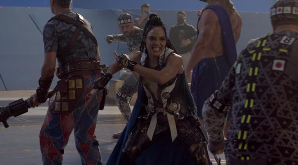 Tessa Thompson on the set of "Thor: Love and Thunder."