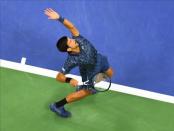 Sept 1, 2018; New York, NY, USA; Novak Djokovic of Serbia serves to Richard Gasquet of France in a third round match on day six of the 2018 U.S. Open tennis tournament at USTA Billie Jean King National Tennis Center. Mandatory Credit: Robert Deutsch-USA TODAY Sports