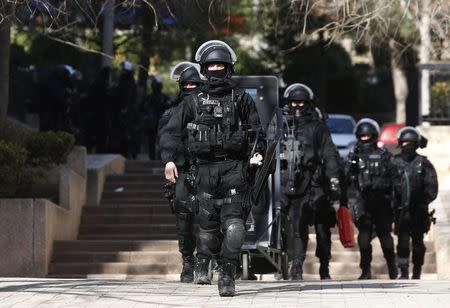 French GIPN police intervention forces are seen during an operation to secure the Castellane housing area in Marseille, February 9, 2015. REUTERS/Philippe Laurenson