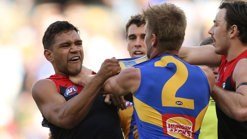 Neville Jetta and Mark LeCras kicked on after the final siren. Pic: Getty