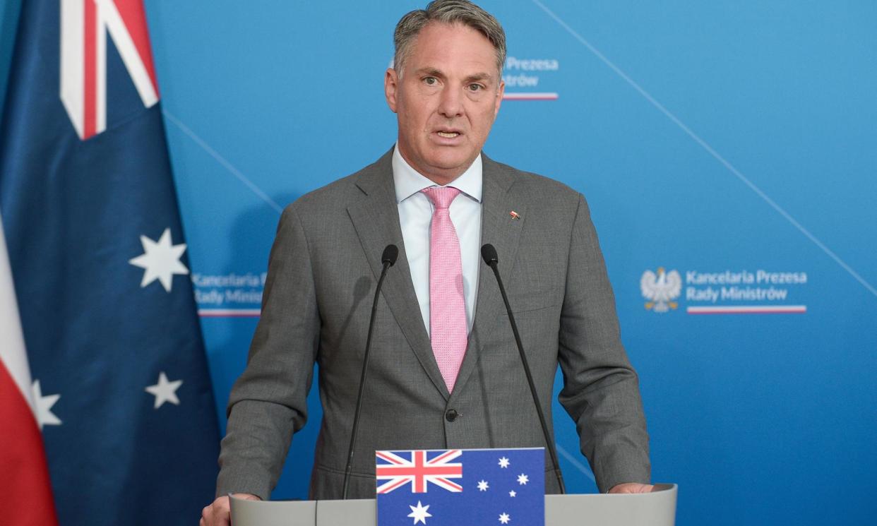 <span>Deputy prime minister Richard Marles speaks at a press conference in Warsaw, Poland ahead of his visit to Ukraine.</span><span>Photograph: Marcin Obara/EPA</span>