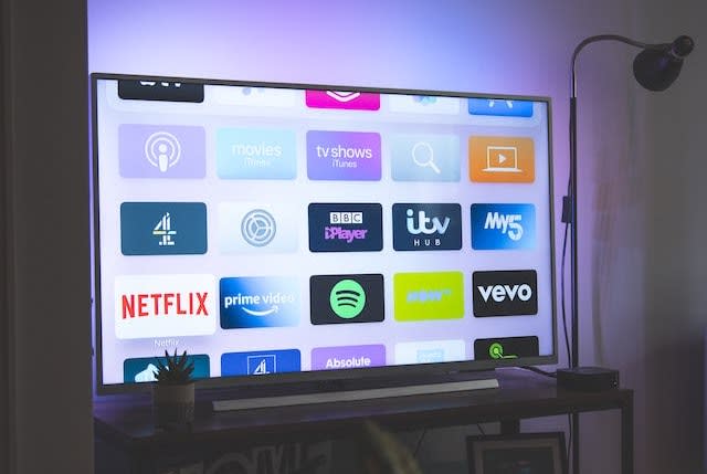 Netflix, Amazon Prime Video and other streaming services on a tv