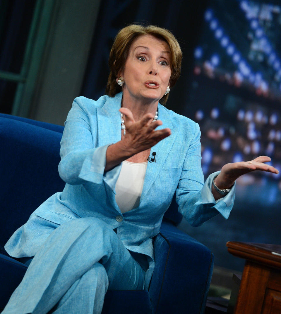 Congresswoman Nancy Pelosi visits 'Late Night With Jimmy Fallon' at Rockefeller Center on August 17, 2012 in New York City.  (Photo by Jason Kempin/Getty Images)