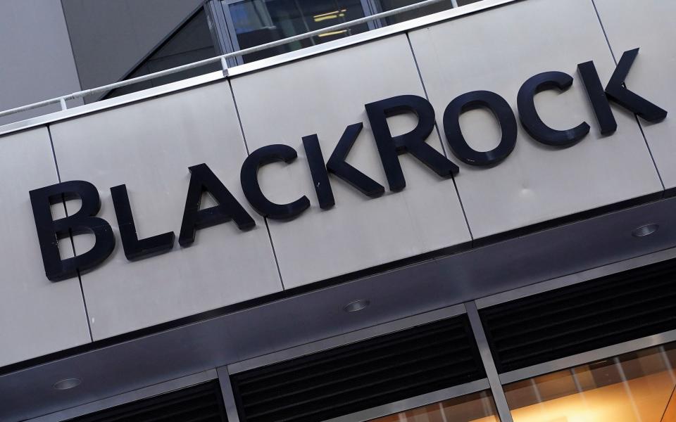 FILE PHOTO: The BlackRock logo is pictured outside their headquarters in the Manhattan borough of New York City, New York, U.S., May 25, 2021. REUTERS/Carlo Allegri/File Photo - REUTERS/Carlo Allegri