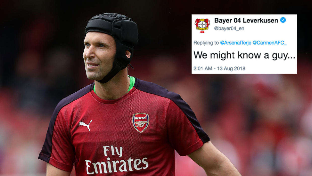 Petr Cech ha contestado a un comentario sarcástico del Bayer Leverkusen en Twitter. (Foto: Getty Images)