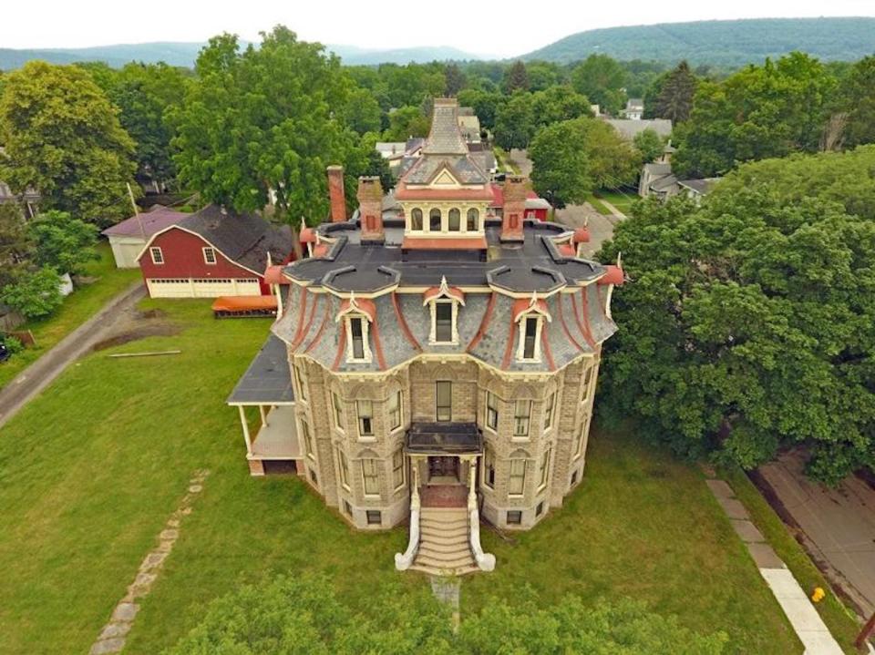 The exterior of the 41-bedroom castle in upstate New York.