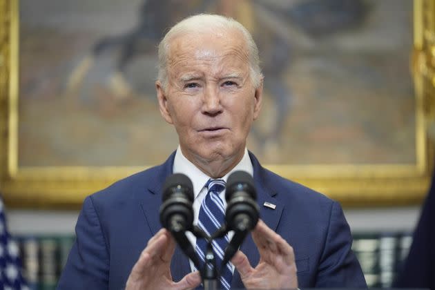 President Joe Biden delivers remarks at the White House on the death of Russian opposition leader Alexei Navalny on Friday.