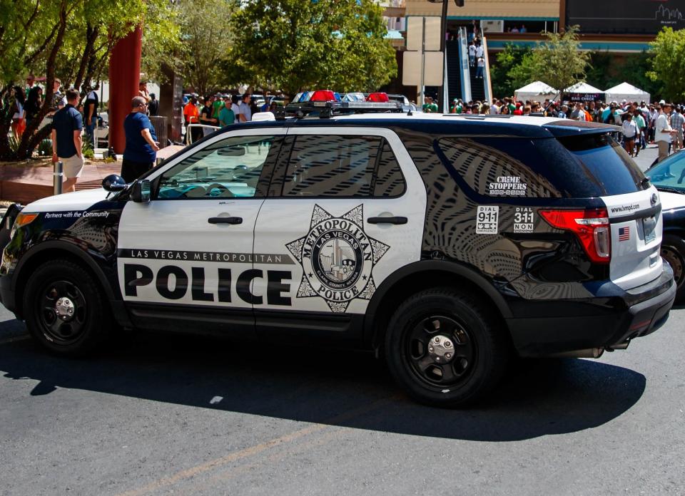 A Las Vegas Metropolitan Police Department cruiser is pictured on Aug. 25, 2017. The agency was part of an investigation that led to the arrest and conviction of a Nevada man who admitted to running a scheme to con victims out of hundreds of thousands of dollars.