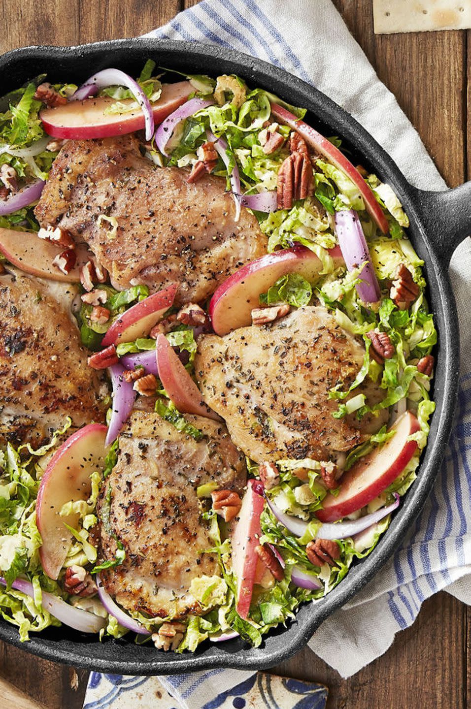 Skillet Chicken With Brussels Sprouts and Apples