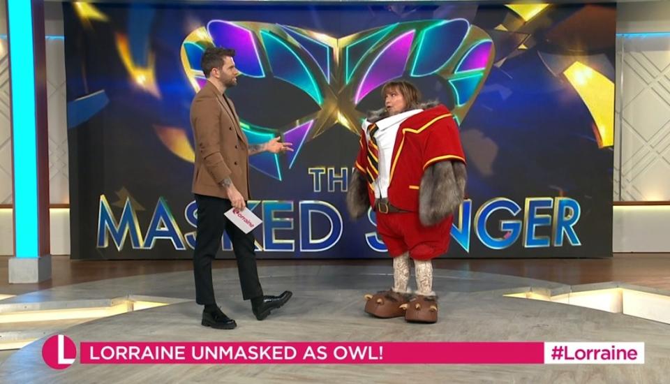 Lorraine reveals secret clues as unveiled as Owl on The Masked Singer