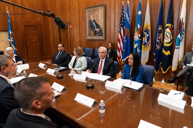 Attorney General Merrick Garland, third from left, speaks to announce a team to conduct a critical incident review of the shooting in Uvalde, Texas, on Wednesday. (Photo: via Associated Press)