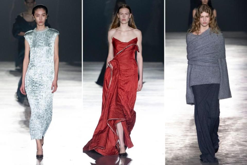 Wu wowed with subtle shades, draping, and deconstruction at his NYFW show. Getty Images