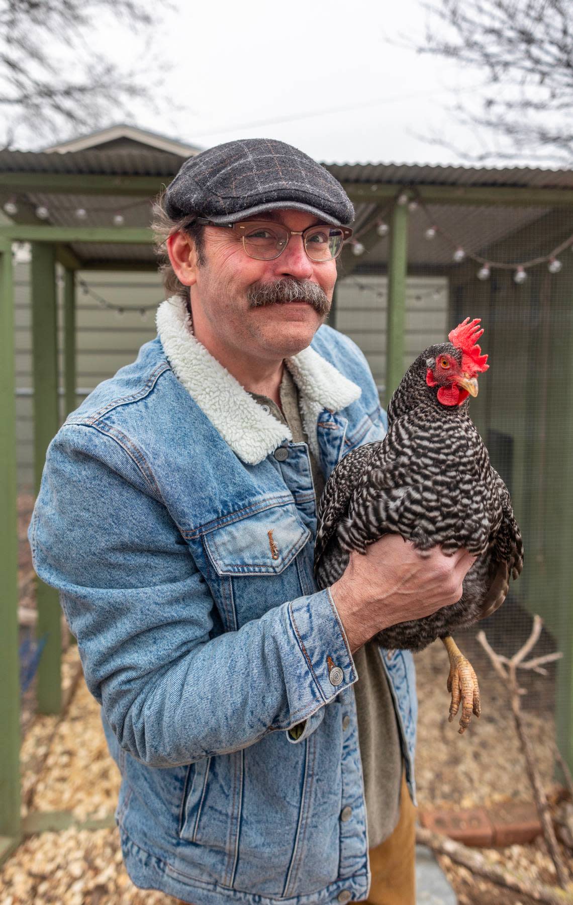 Former KSN reporter and anchor Justin Kraemer now lives in Newton and raises backyard chickens, including a Barred Rock hen named Penny. Kraemer said he doesn’t want to even think about how much he’s spent for each egg his girls have given him.