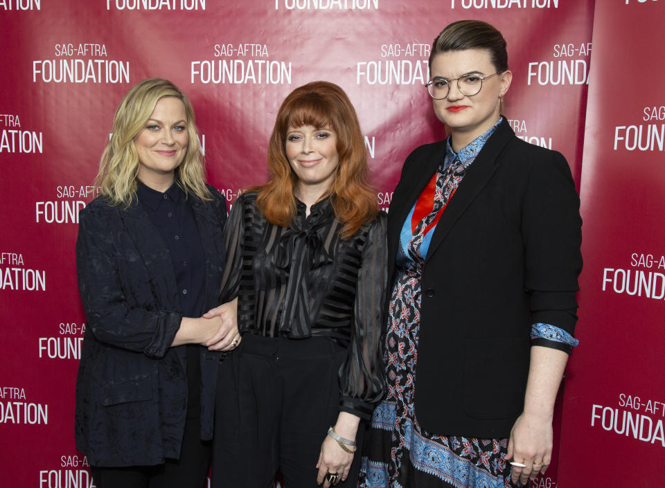 Amy Poehler, Natasha Lyonne and writer/director Leslye Headland attend SAG-AFTRA Foundation Conversations with &quot;Russian Doll&quot; on June 03, 2019. (Photo by Vincent Sandoval/Getty Images)