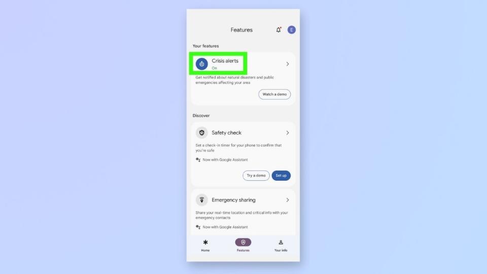 Screenshot showing the steps to enable Crisis alerts on a Google Pixel phone - How to check Crisis alerts is activated