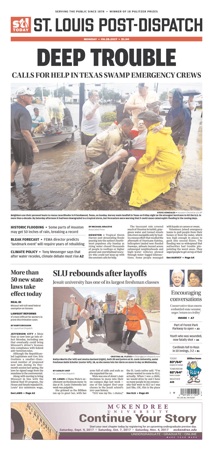 <p>St. Louis Post-Dispatch<br> Published in St. Louis, Mo. USA. (newseum.org) </p>