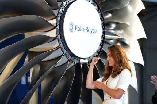 Catherine, the Duchess of Cambridge, officiates at a launch event at the Rolls Royce plant in Singapore on September 12. Prince William and his wife Catherine Wednesday unveiled the first plane engine to be produced by Rolls-Royce at its new factory in Singapore