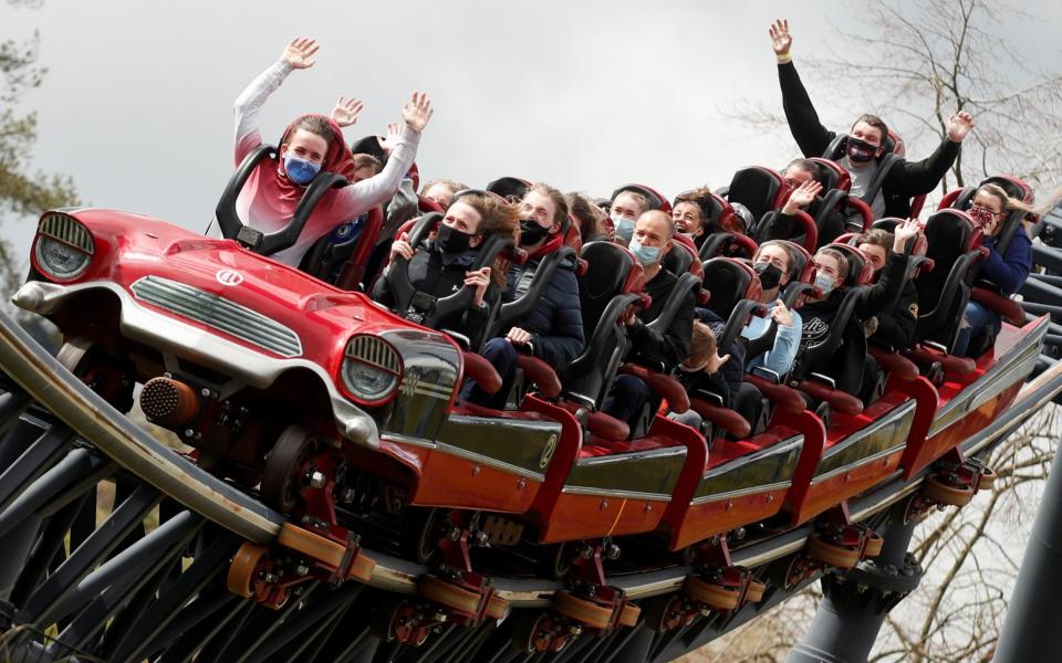 People react on the Stealth ride as Thorpe Park reopens -  MATTHEW CHILDS / REUTERS
