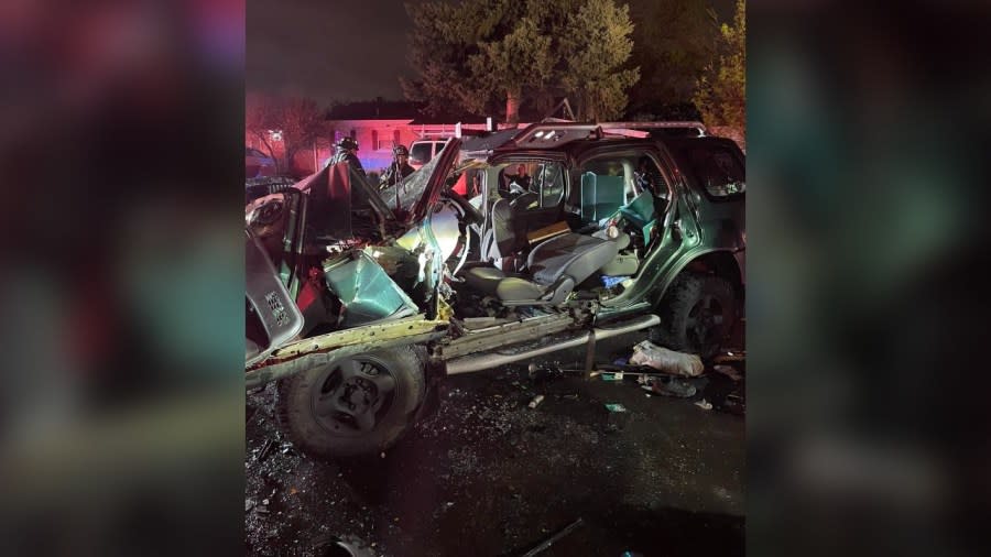 A driver was cited for careless driving after crashing into a parked semi, according to police. The Denver Fire Department told FOX31 that Firefighters used a technique they call batwing to remove the entire side wall of the vehicle. (Photo: Denver Fire Department)