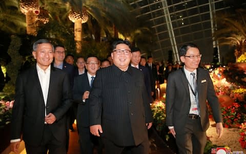 North Korea's leader Kim Jong Un, accompanied by Singapore's Foreign Minister Vivian Balakrishnan, visits Singapore - Credit: Reuters