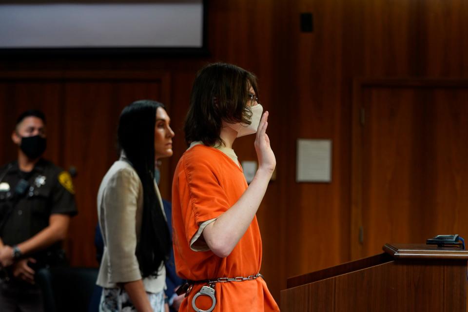 Oxford High School shooting suspect Ethan Crumbley appears in court at the Oakland County Circuit Court in Pontiac on Monday, October 24, 2022.