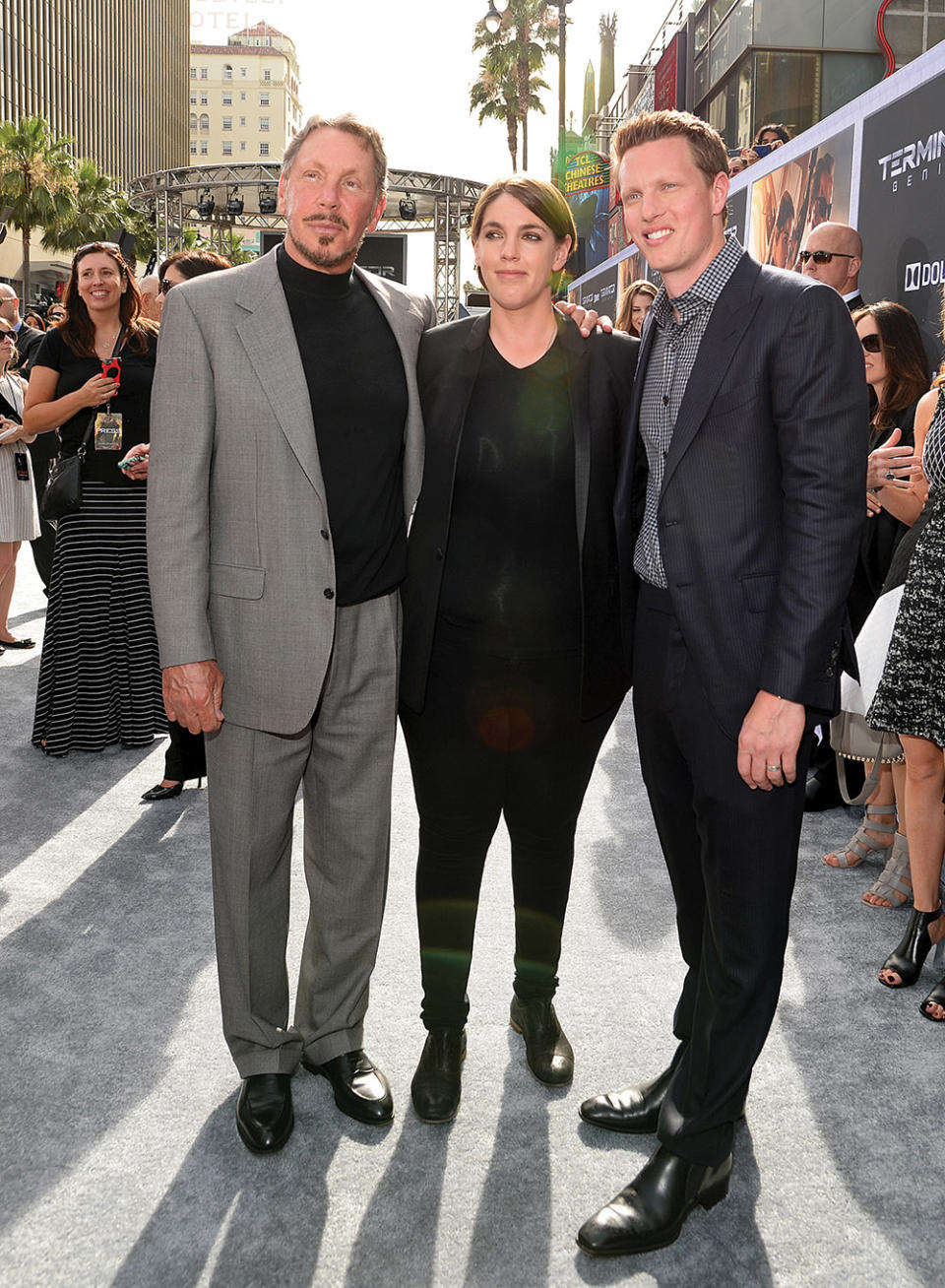 With father Larry (left) and brother David at the Dolby Theatre in 2015