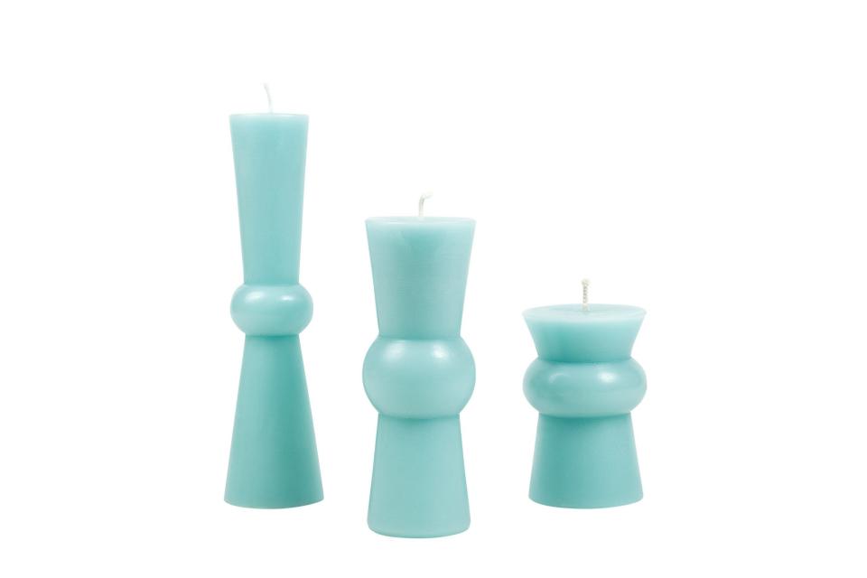 8) Robin Egg Blue Pillar Candle Trio