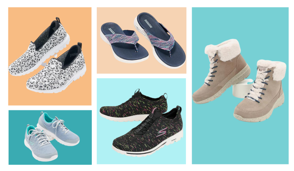 Skechers slip ons, flip flops, sneakers and boots