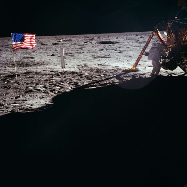 PHOTO: Astronaut Neil A. Armstrong, Apollo 11 mission commander, at the modular equipment storage assembly of the Lunar Module Eagle on the historic first extravehicular activity on the moon. (HUM Images/Universal Images Group via Getty Images, FILE)