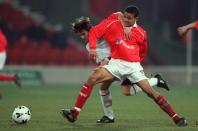 Nottingham Forest's Jermaine Jenas (r) tussles with Liverpool's Ian Armstrong (l) (Photo by John Walton/EMPICS via Getty Images)