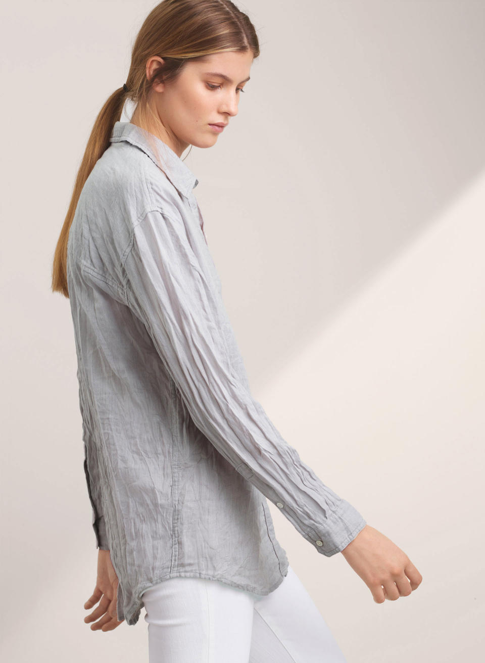 <p>For date night with Harry, she matched her boyfriend in a button down and jeans. United By Blue Galway Dot Button Down, $25; <span>6pm.com </span>Mid Rise True Skinny Ankle Jeans, $35; <span>gap.com </span>Plisse Duster Coat, $110; <span>topshop.com </span>Burberry Hazelhurst 115 Suede Ankle Boots, $450; <span>saksoff5th.com</span></p>
