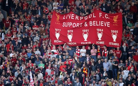 Liverpool fans' banner - Credit: Reuters