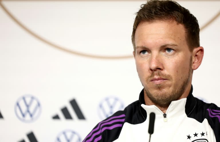 El técnico germano Julian Nagelsmann, durante una rueda de prensa previa a un partido amistoso entre las selecciones de Francia y Alemania, el 22 de marzo de 2024 en Decines-Charpieu, cerca de la ciudad gala de Lyon (Franck Fife)