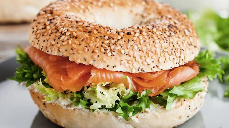 Salmon & cream cheese bagel