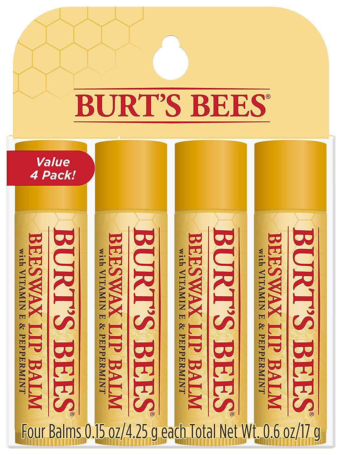 Burt's Bees Lip Balm, 4 Pack