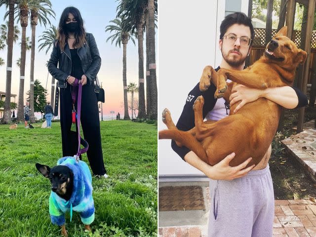 <p>Christopher Mintz Instagram</p> Britt Bowman and her dog, Potato. ; Christopher Mintz and his dog, Crosby.