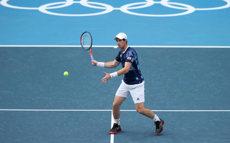 Andy Murray of Team Great Britain plays a forehand during the practice session ahead of the Tokyo 2020 Olympic Games at Ariake Tennis Park on July 22, 2021 in Tokyo, Japan.  - GETTY IMAGES