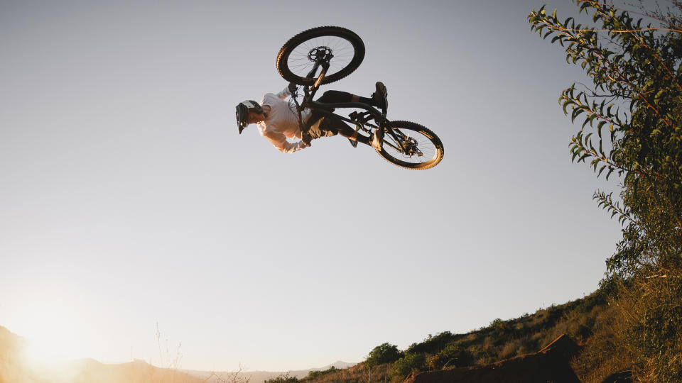 Rider wearing the new Fox Racing Dropframe Pro helmet