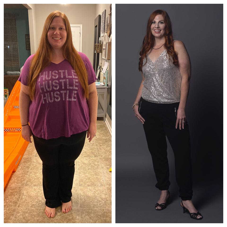 Stephanie Kelly's before and after pictures. She dropped the weight using DDP Yoga.