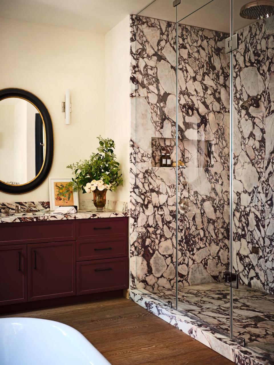 bathroom with stone vanity