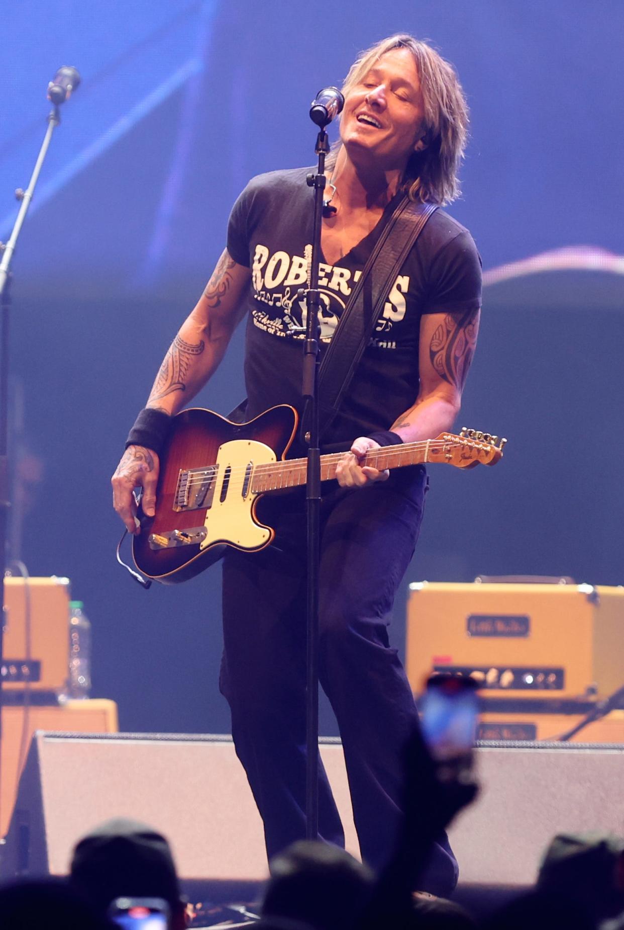 Keith Urban performs during the All for the Hall concert benefitting the Country Music Hall of Fame held at Bridgestone Arena Tuesday, Dec. 5, 2023.