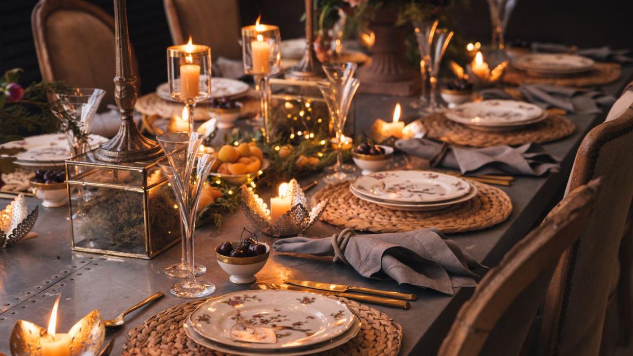 christmas table with candles