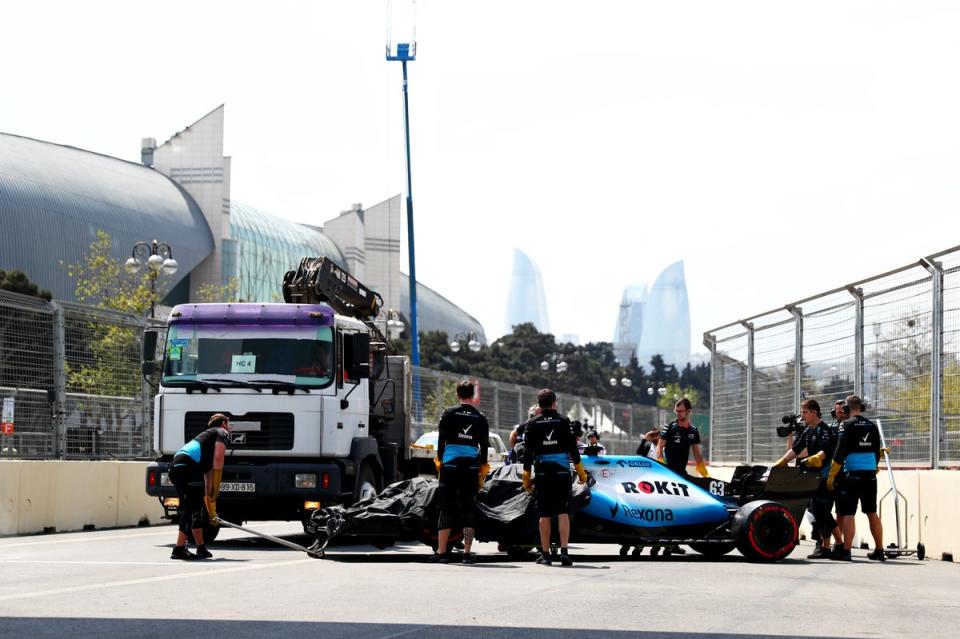 George Russell’s car suffered damage in an incident in Baku in 2019 (Getty Images)