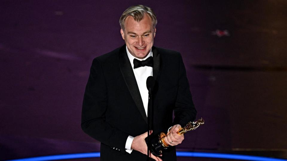 PHOTO: Christopher Nolan accepts the award for Best Director for 'Oppenheimer' onstage during the 96th Annual Academy Awards, March 10, 2024, in Hollywood. (Patrick T. Fallon/AFP via Getty Images)