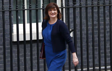 Britain's Education Secretary Nicky Morgan arrives for a cabinet meeting at number 10 Downing Street, in central London, Britain July 12, 2016. REUTERS/Neil Hall