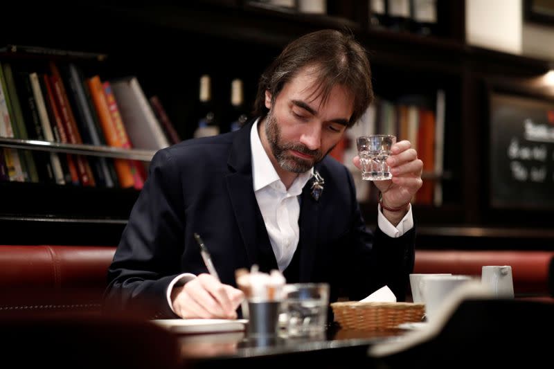 French mathematician Cedric Villani, member of Parliament and candidate for Paris mayoral election, campaigns in Paris