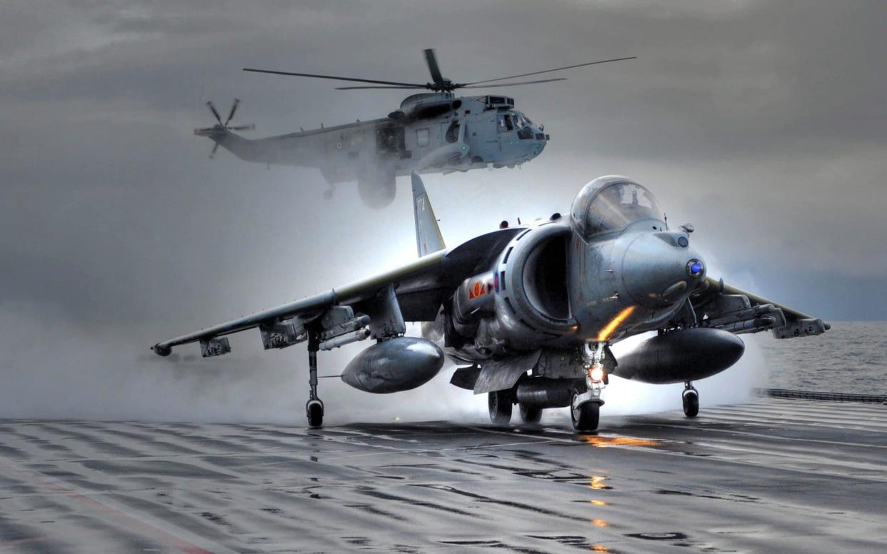 Ruling the waves: a GR9 Harrier from 800 Naval Air Squadron takes off from HMS Ark Royal in 2010 - EPO/Royal Navy