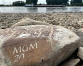 FILE PHOTO: One of the 'hunger stones' revealed by the low level of water in Rheindorf