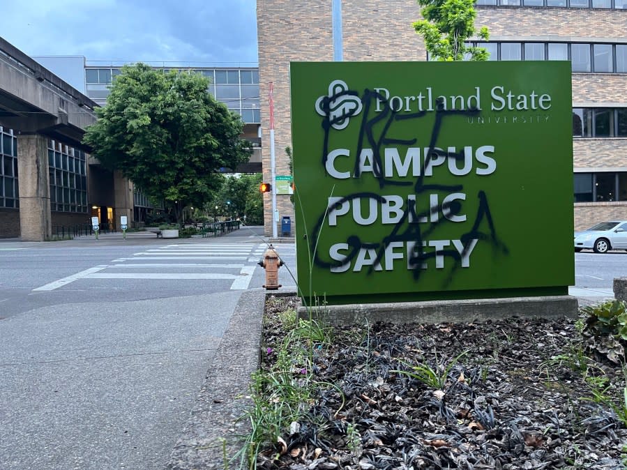 Vandalism at PSU Campus Safety Office (KOIN)